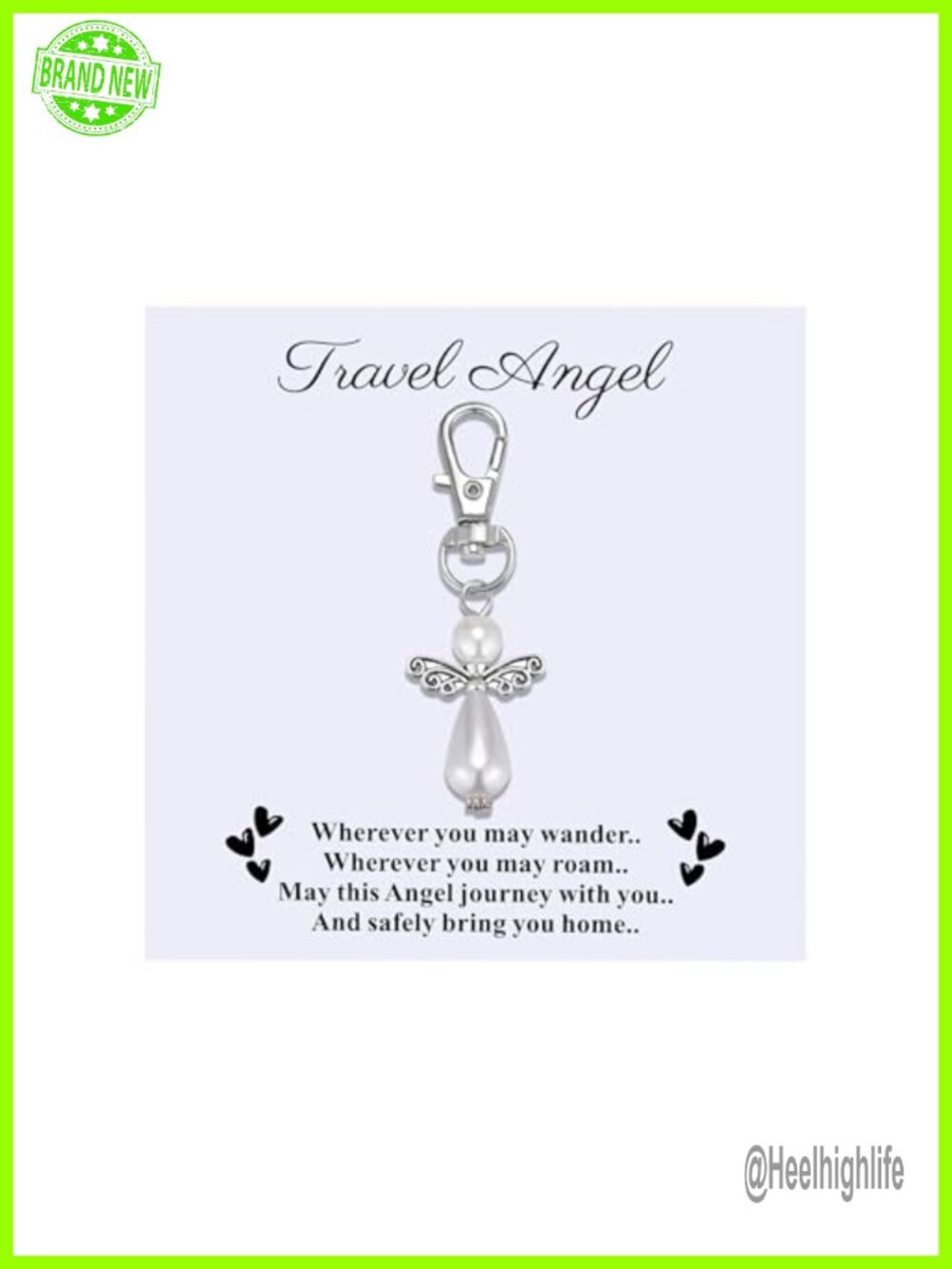 Ralukiia Guardian Angel Keychain Stainless Steel Travel Blessing Charm